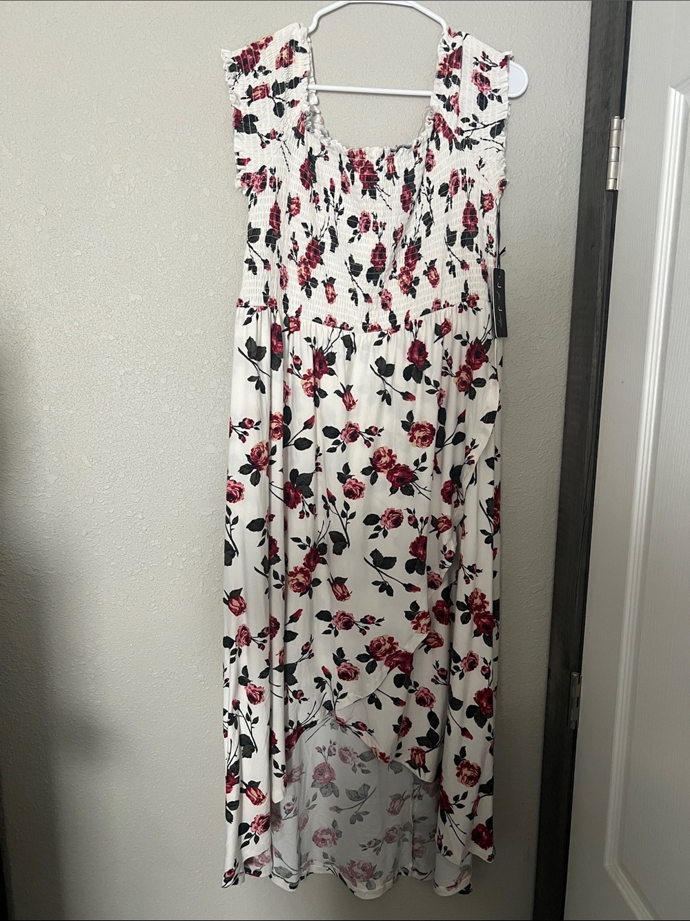 Justify White Maxi Dress with Pink Rose Print